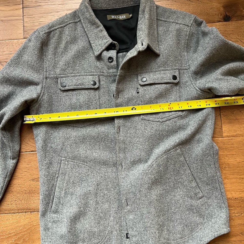 Wolf and Man Wool Gray Shirt Jacket Men’s Medium - Picture 5 of 6